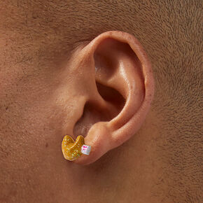 Glitter Fortune Cookie Stud Earrings,