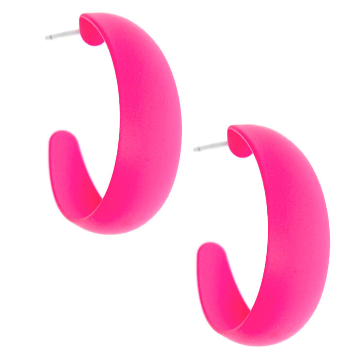 Claire's Créoles en silicone 25 mm - Rose fluo