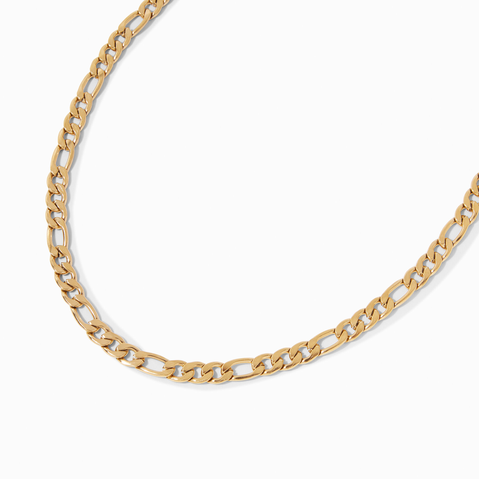 View Claires Tone Stainless Steel Figaro Chain Necklace Gold information