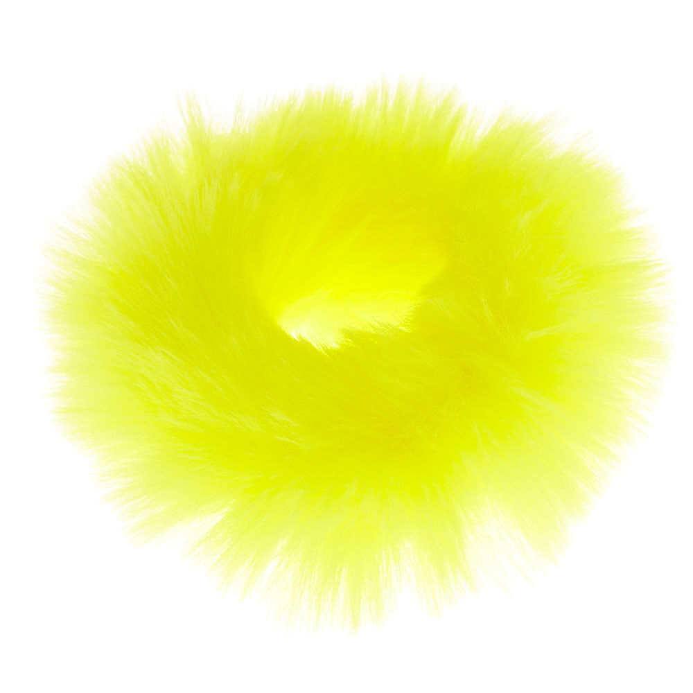 Medium Faux Fur Hair Scrunchie - Neon Yellow,