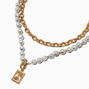 Gold-tone Pearl Chain Multi-Strand Necklace ,