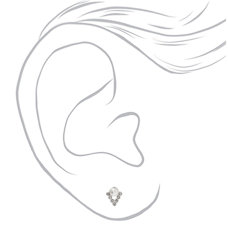 Silver Crystal Triangle Stud Earrings,
