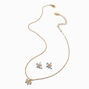 Gold-tone Cubic Zirconia Bow Pendant Necklace &amp; Stud Earrings Set,