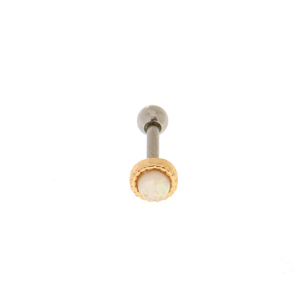 Boucle d'oreille tragus couleur doré avec opale d'imitation,