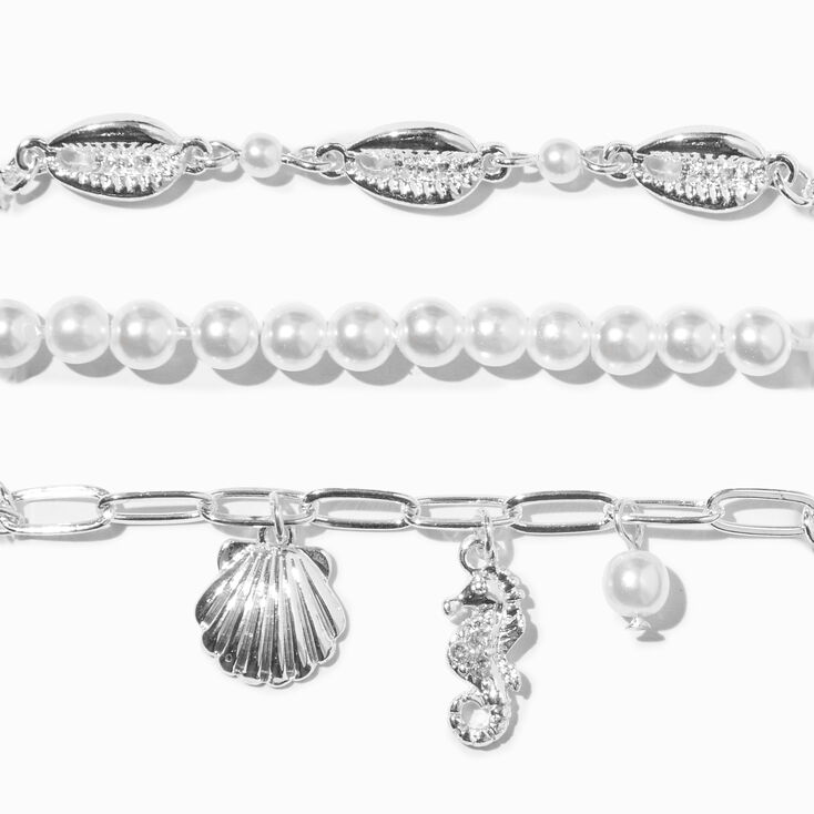 Claire&#39;s Club Silver Sea Critter Chain Bracelets - 3 Pack,