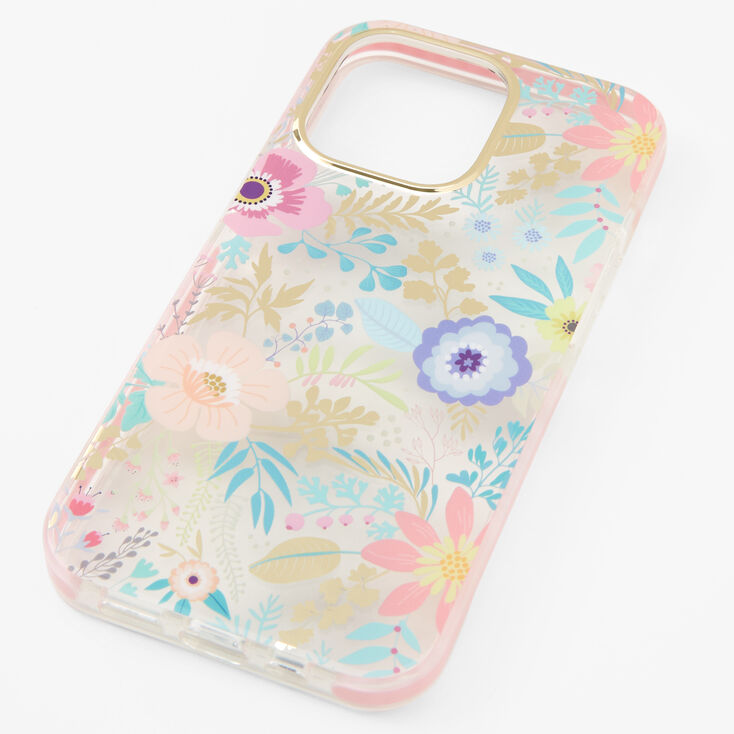 Pink Floral Clear Protective Phone Case - Fits iPhone&reg; 13/13 Pro,