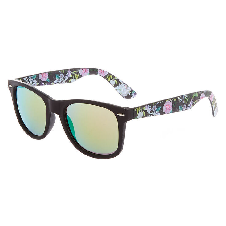 Claire's Lunettes de soleil rétro florales noires