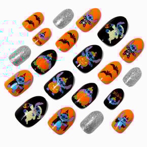 Disney Stitch Claire&#39;s Exclusive Halloween Stiletto Press On Faux Nail Set - 20 Pack,