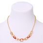 Gold Enamel Chain Link Statement Necklace - Red,