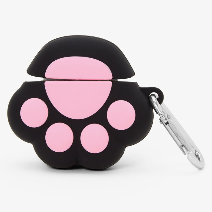 Pink &amp; Black Paw Print Silicone Earbud Case Cover - Compatible With Apple AirPods&reg;,