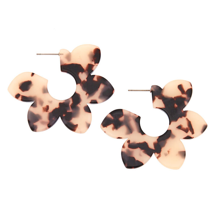 Claire's Créoles florales écaille de tortue en résine 50 mm