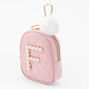 Initial Pearl Mini Backpack Keychain - Blush, F,