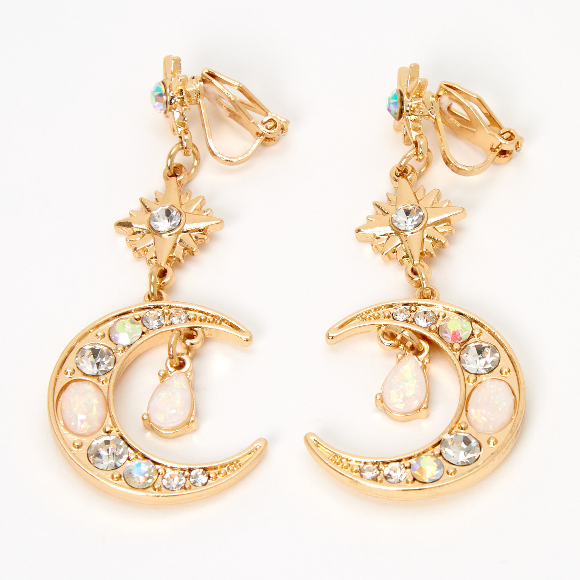 Clip on moon earrings sales