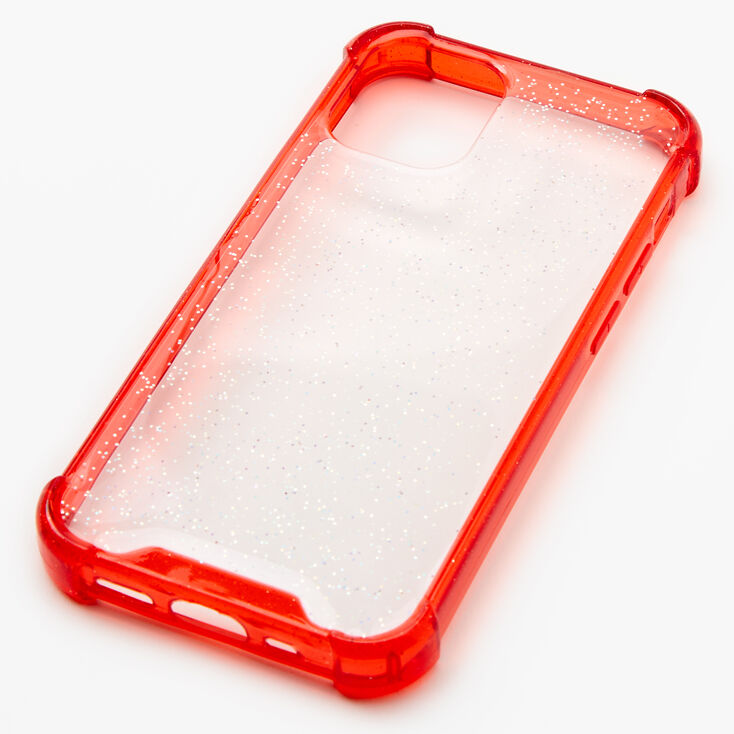 Red Glitter Clear Phone Case - Fits iPhone 12 Mini,