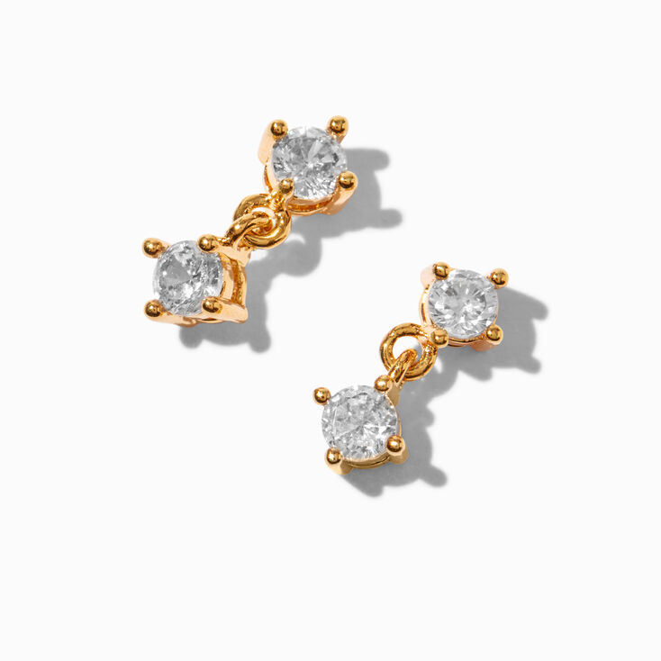 18kt Gold Plated Cubic Zirconia Drop Earrings,