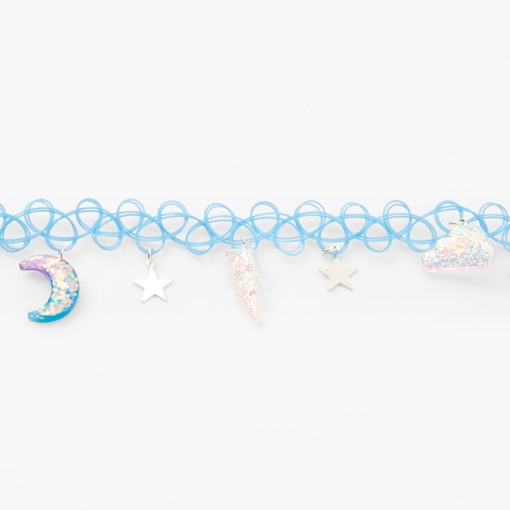 Celestial Icons Tattoo Choker Necklace - Blue,