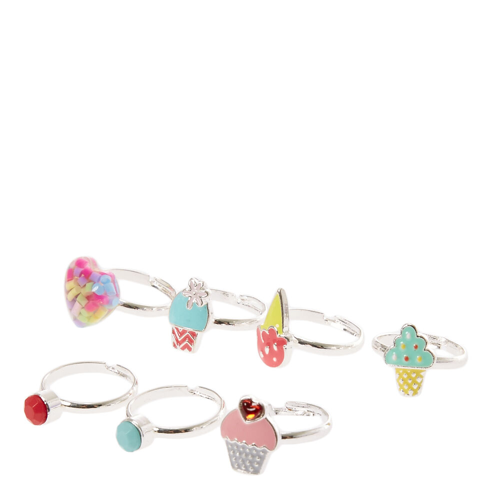 Kids Sweet Treat Charm Rings Set of 7,