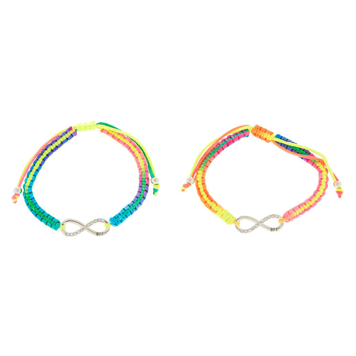 Neon Rainbow Infinity Adustable Friendship Bracelets - 2 Pack,
