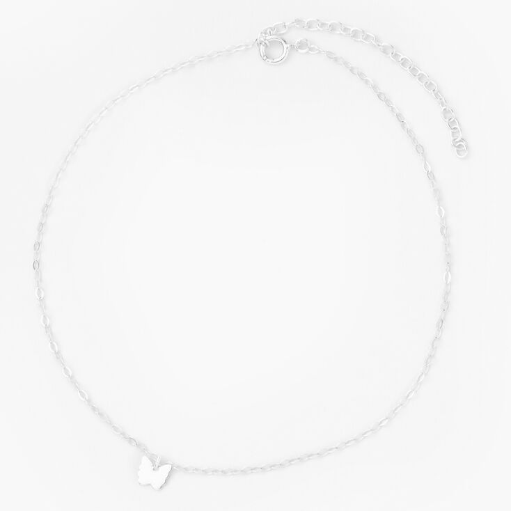 Bracelet de cheville papillon couleur argent&eacute;e,