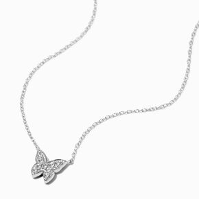C LUXE by Claire&#39;s Sterling Silver 1/10 ct. tw. Pav&eacute; Lab Grown Diamond Butterfly Pendant Necklace,