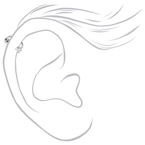 Anneau fer &agrave; cheval pour piercing au cartilage boule zircon cubique 1,2&nbsp;mm en titane couleur argent&eacute;e,