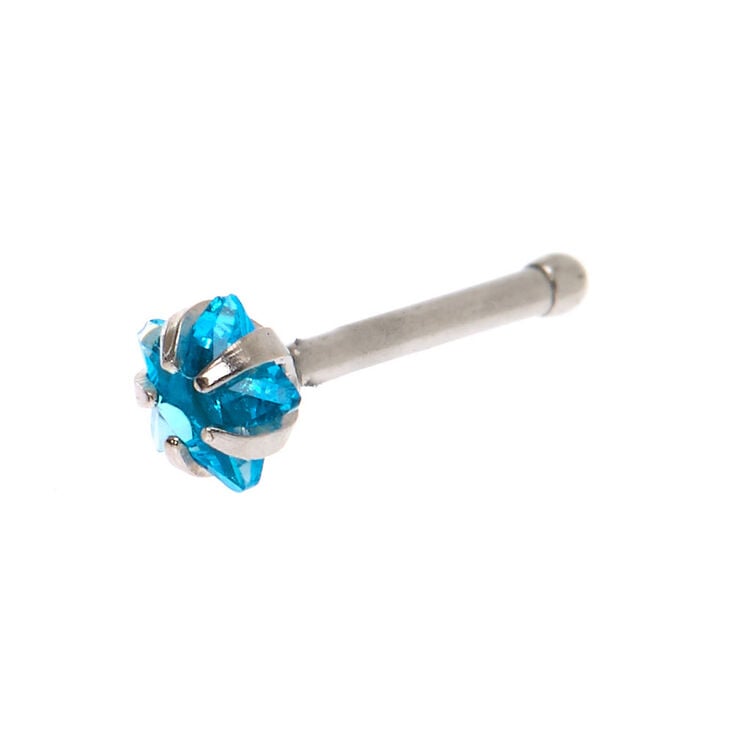Claire's Clou de piercing de nez étoile 20 g couleur argentée - Bleu