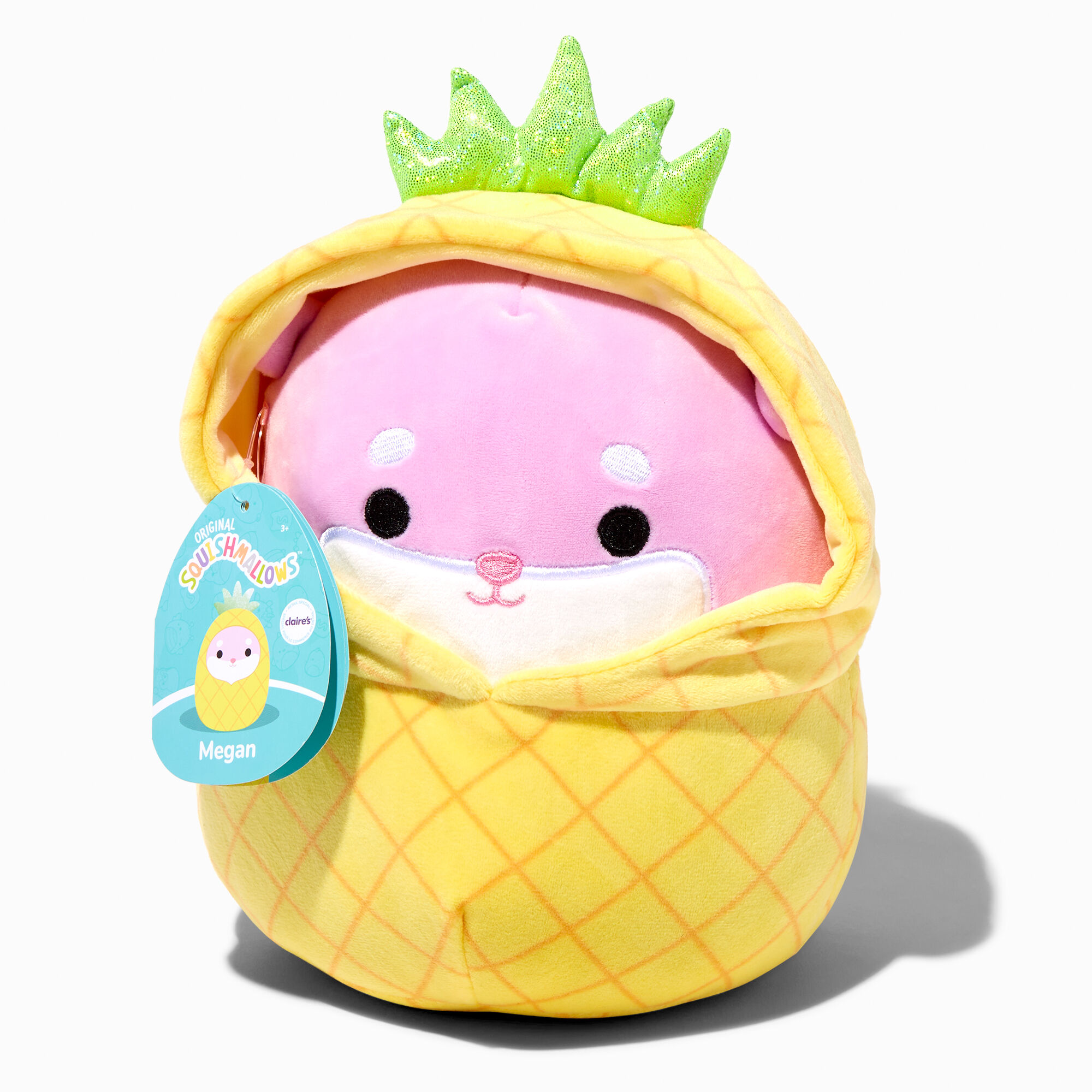 View Squishmallows 8 Claires Exclusive Megan Pineapple Costume Soft Toy Yellow information