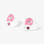 Sterling Silver Pink Yin Yang Heart Stud Earrings,