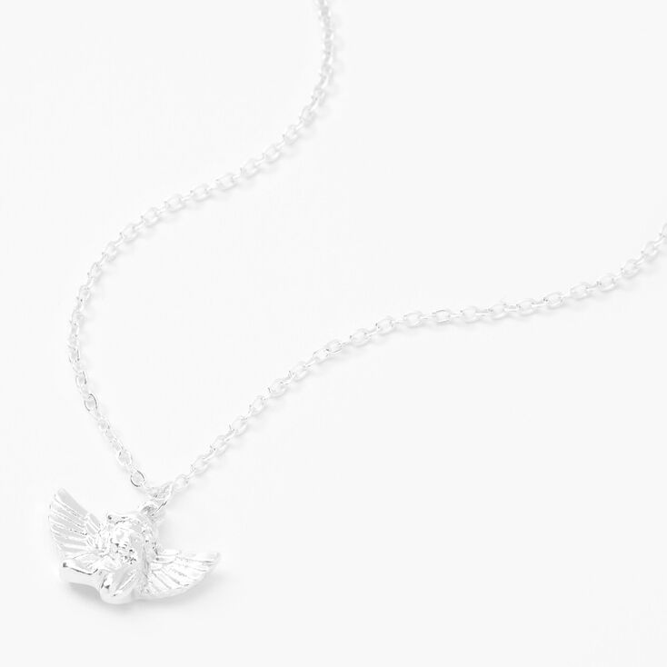 Silver Cherub Angel Pendant Necklace,