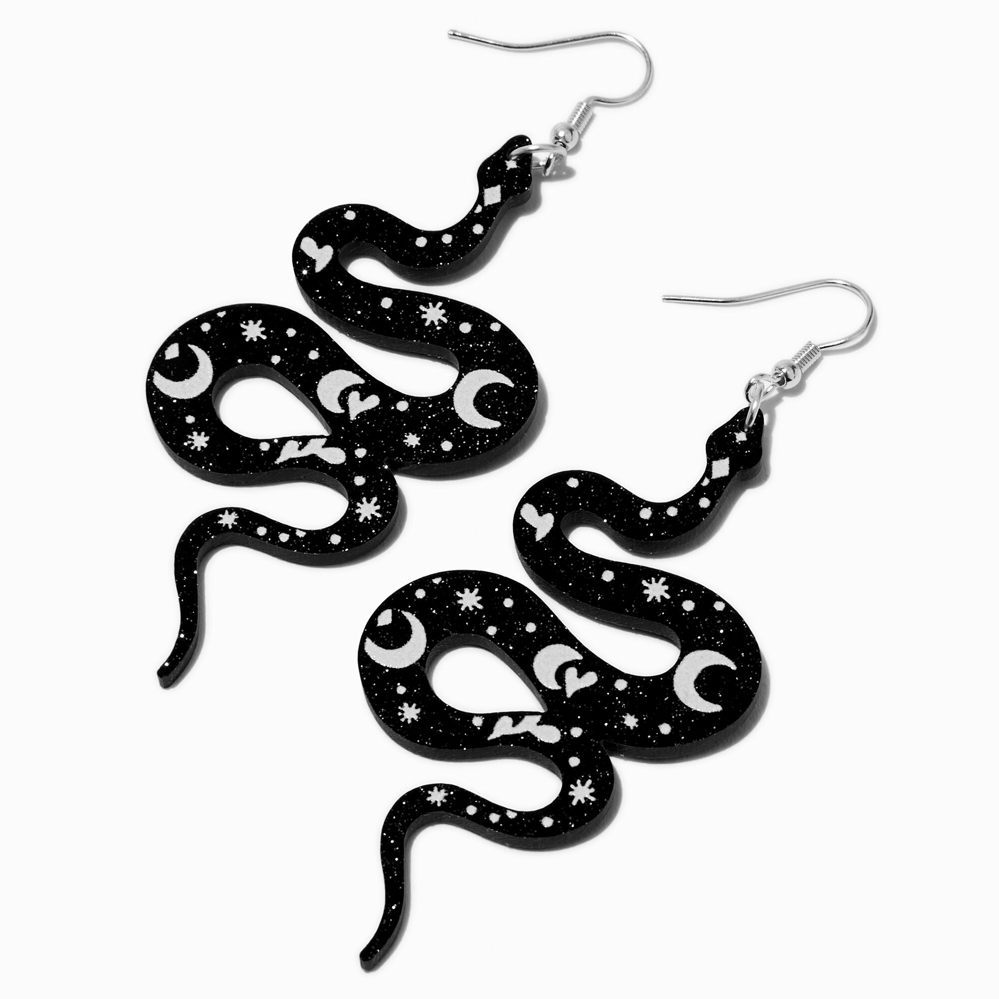 View Claires Celestial Snake 3 Drop Earrings Black information