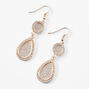 Rose Gold Druzy Teardrop 2&quot; Drop Earrings,