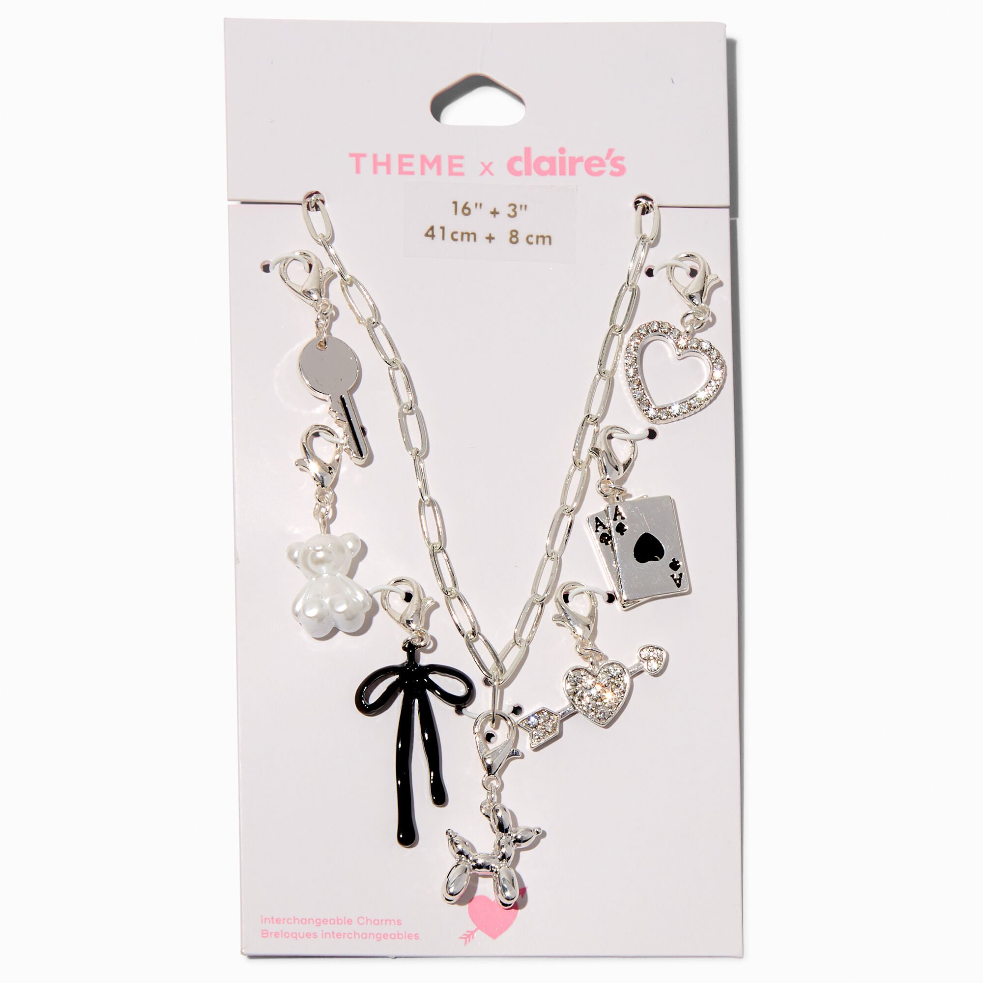 T H E M E x Claire's Silver-tone Paperclip Chain Bold Charm Necklace,