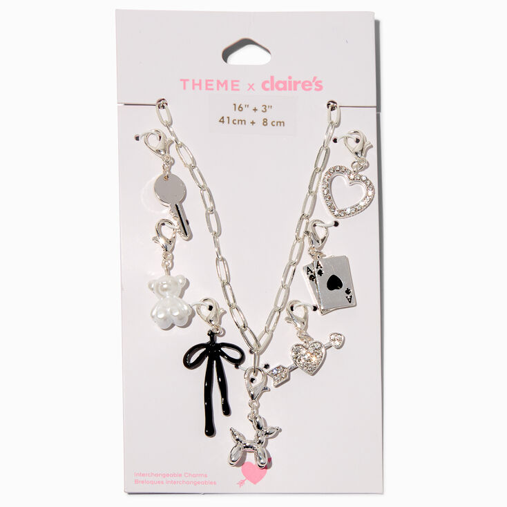 T H E M E x Claire&#39;s Silver-tone Paperclip Chain Bold Charm Necklace,