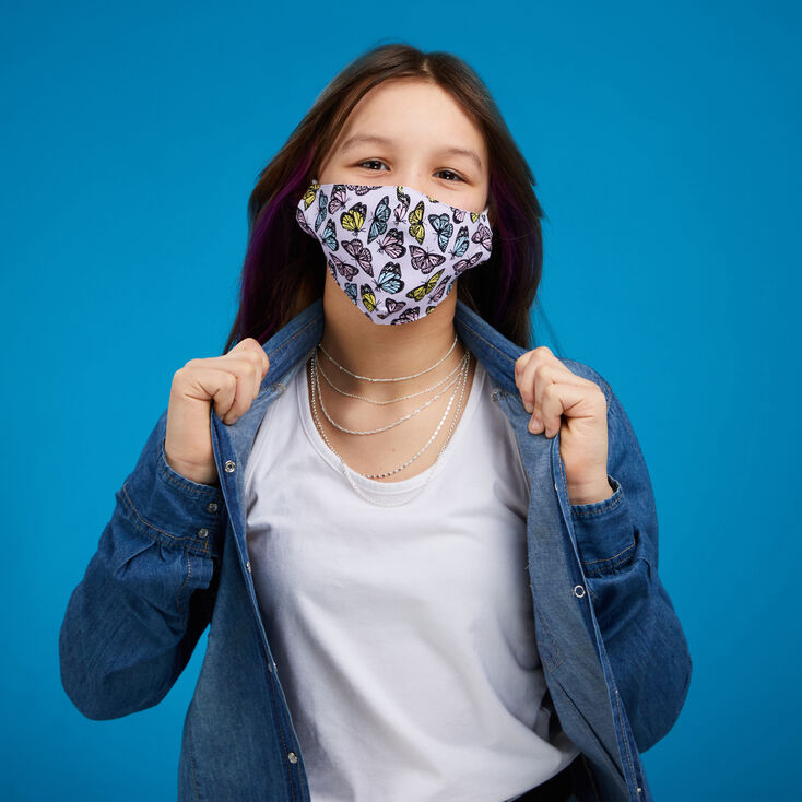 Masque en coton papillons pastel - Adulte,