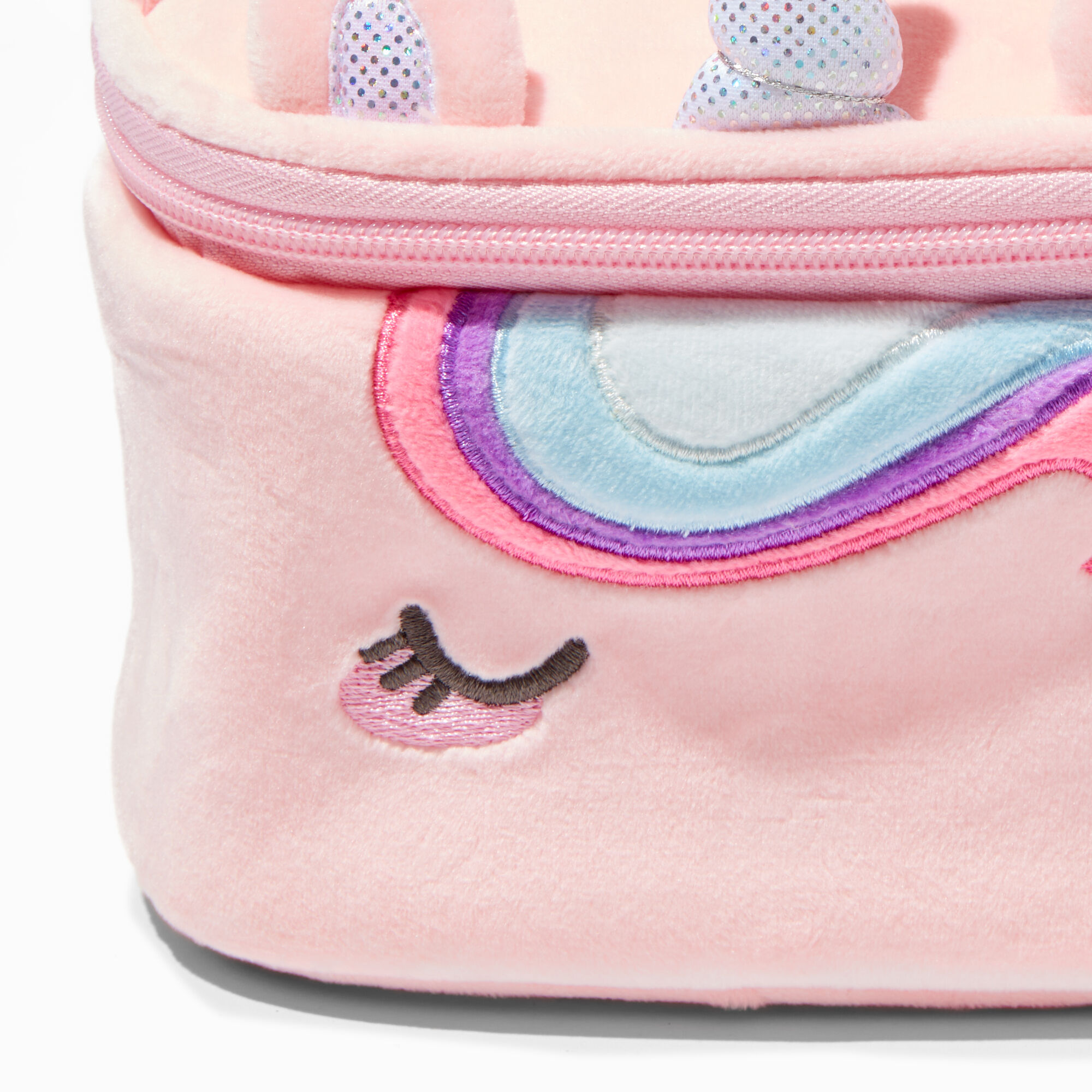 Trousse de maquillage en fausse fourrure licorne chibi,