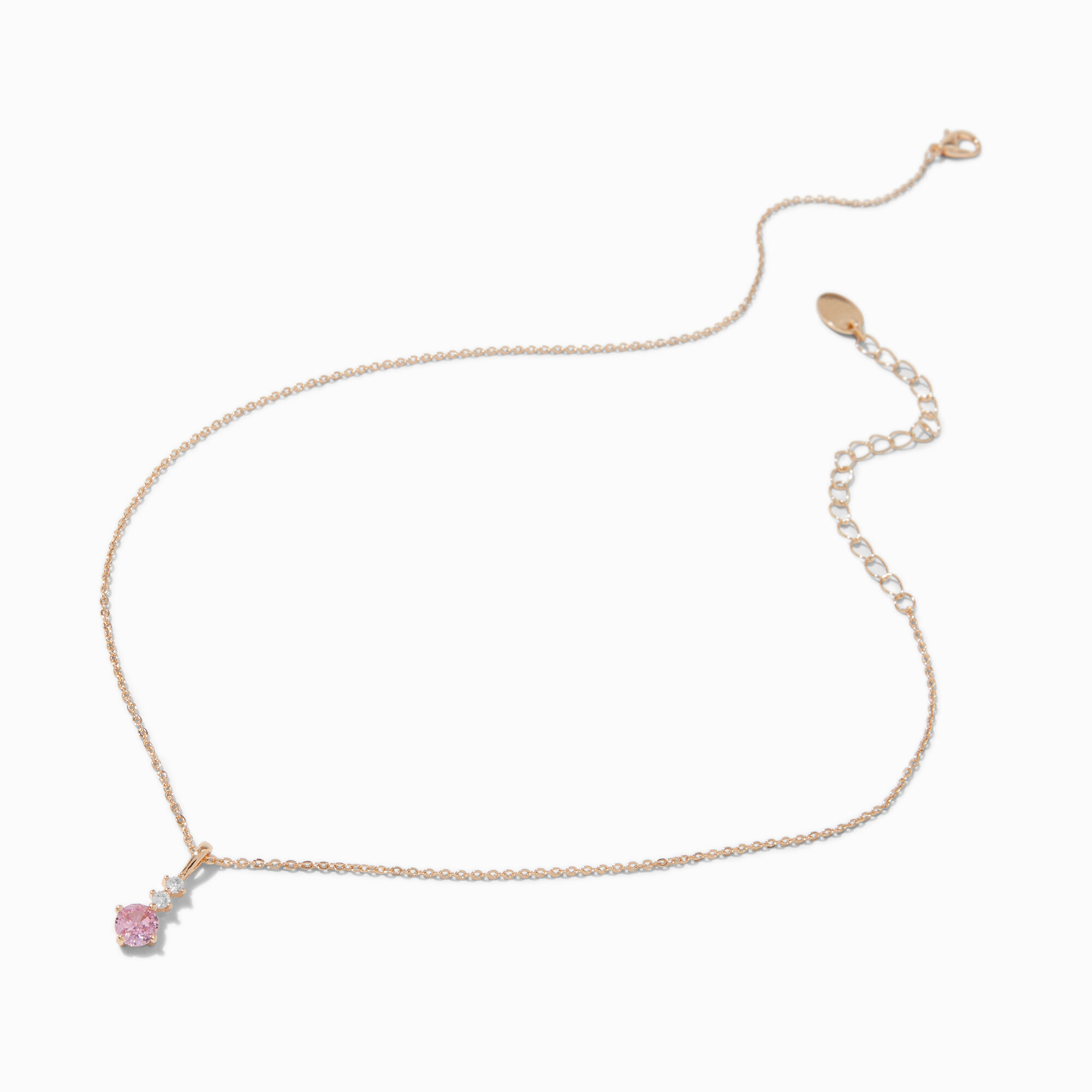 Collier à pendentif trio de strass roses en zircon cubique d'imitation,