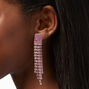 Rose Gold Pink Rhinestone 3&quot; Pyramid Fringe Drop Earrings,