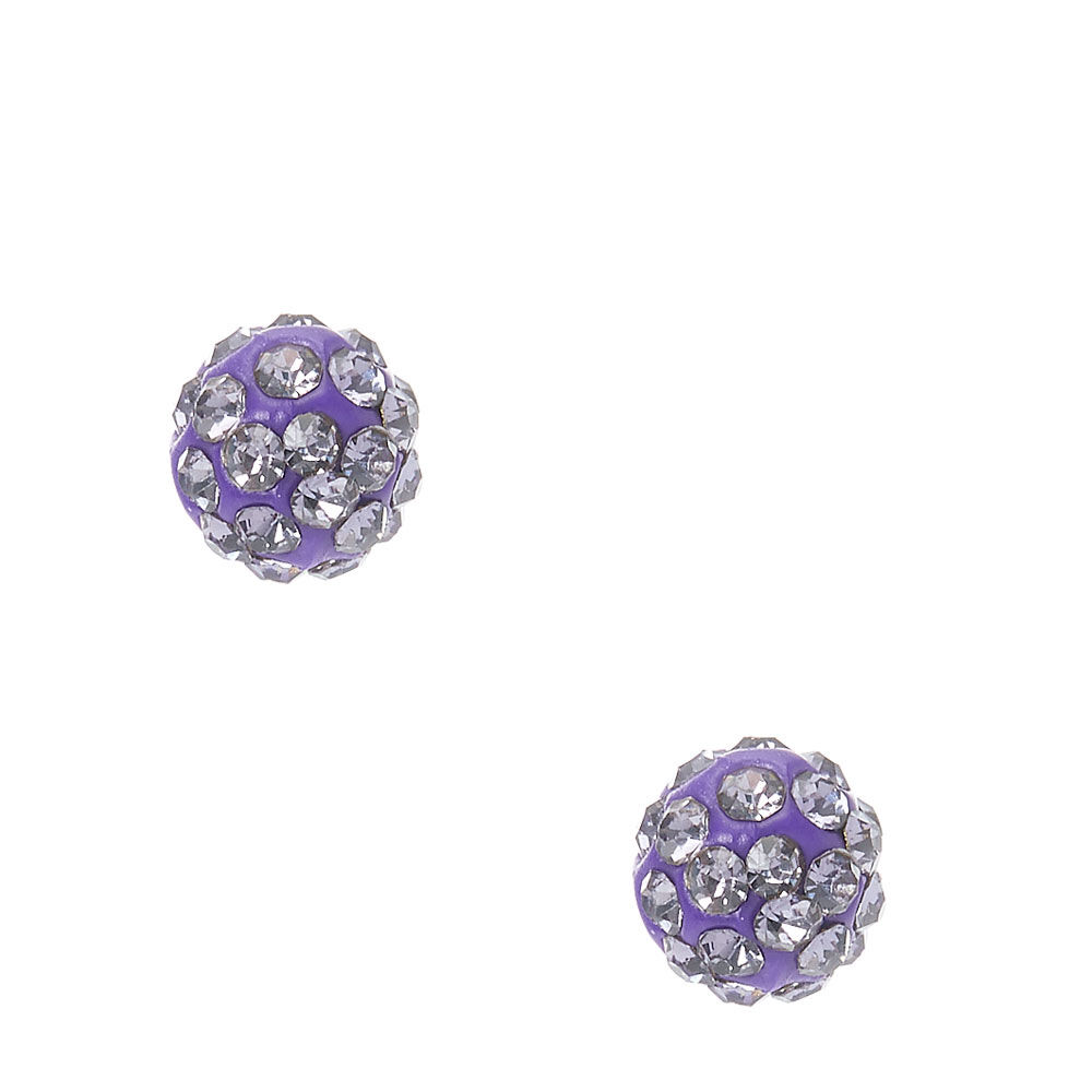 Dark Purple Fireball Stud Earrings,