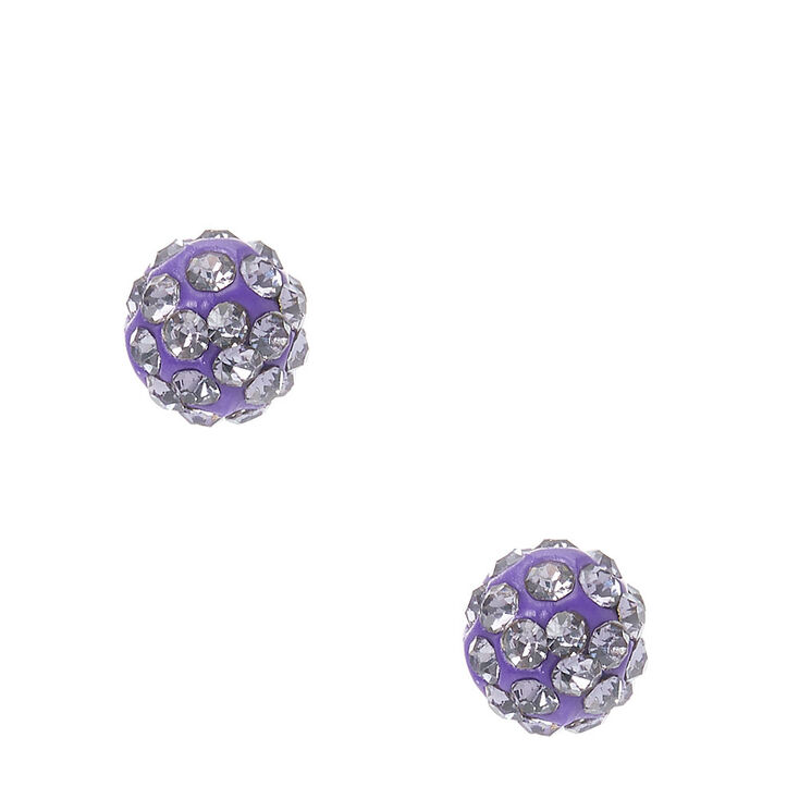 Dark Purple Fireball Stud Earrings,