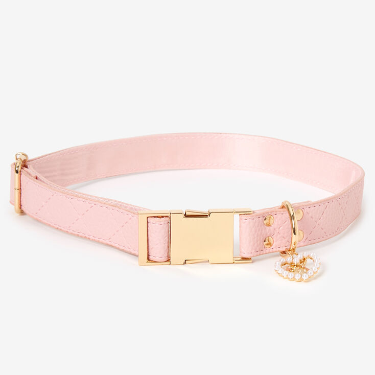 Love Me Pearl Embellished Quilted Dog Collar - Medium/Large,