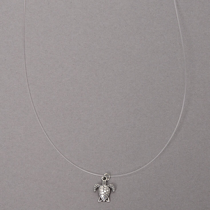 Silver Turtle Illusion Pendant Necklace,