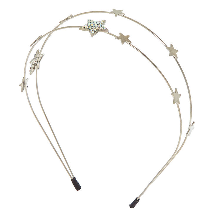 Silver Double Row Star Headband | Claire's