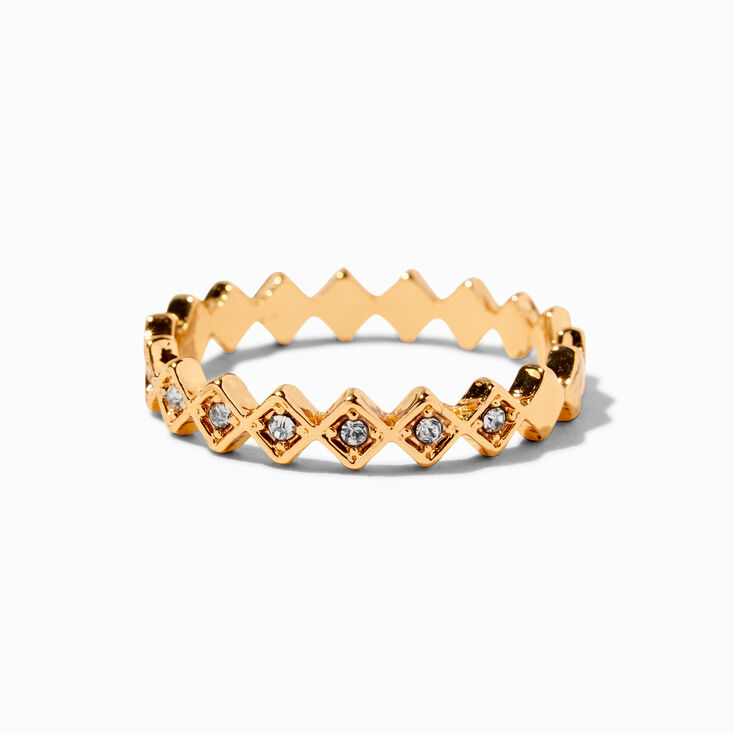 Gold Crystal Diamond Ring,