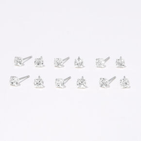 4MM Crystal Stud Earrings - 6 Pack,