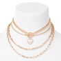 Gold Pearl Heart Multi Strand Choker Necklace,