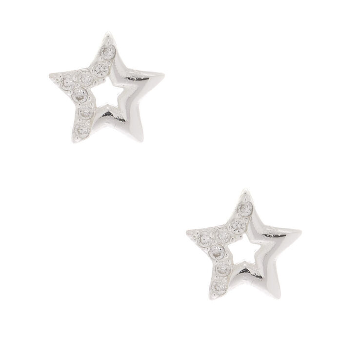 Sterling Silver Cubic Zirconia Star Stud Earrings | Claire's