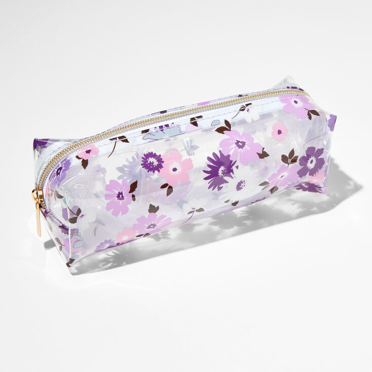 Purple And Pink Floral Pencil Pouch | Claire's