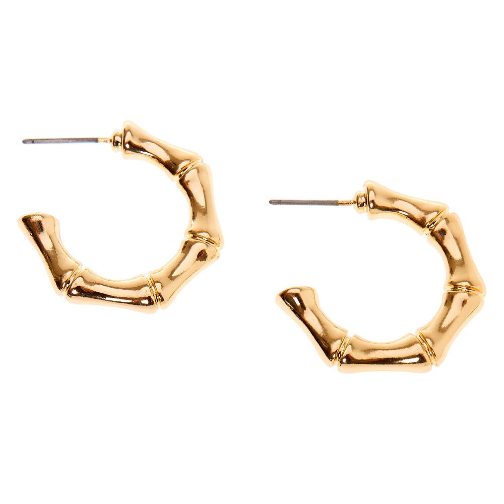 Gold 25MM Bamboo Hoop Earrings