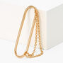Gold Double Chain Faux Industrial Earring,