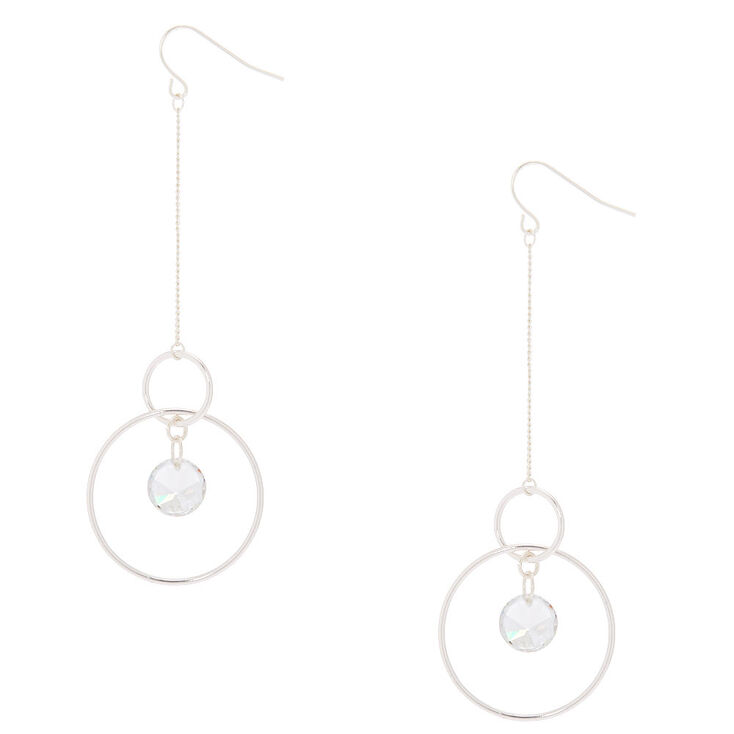 Cubic Zirconia 3&quot; Circle Drop Earrings,